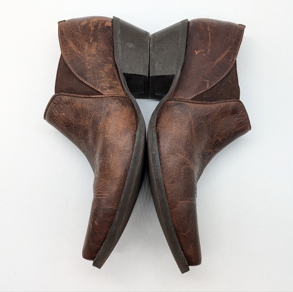Rawhide by Abilene brown distressed leather point toe country ankle boot 9 - Picture 6 of 10